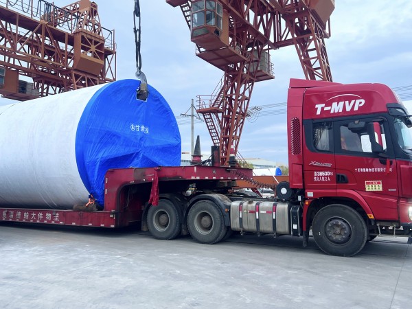 三抓三促行动进行时】  新能源公司张掖临泽明阳风电项目      首套塔筒成功发货